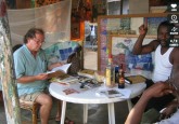 Barnaby Fitzgerald watches Sokey Edorh Paint with Laterite